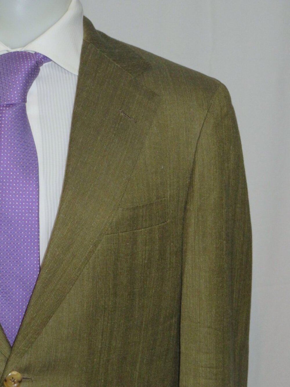 OXXFORD Mason Super 130 Silk Linen Green Taupe Range 2 Two Button Sport Coat 40R